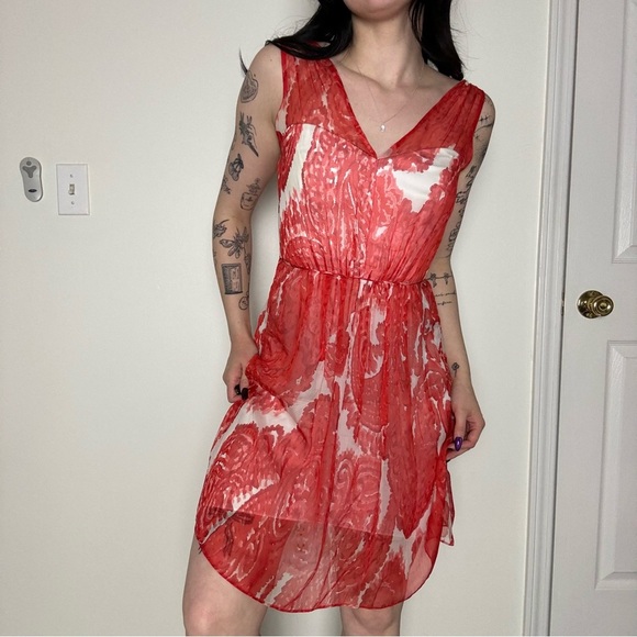 Milly White and Pink Zip-Up Back Sleeveless Dress XS - Picture 2 of 5